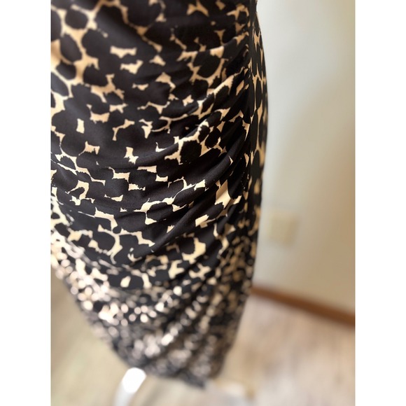 Vintage LAUREN Ralph Lauren Dress SZ 10  Animal Print Sleeveless Ruched - Picture 6 of 11